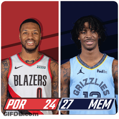 Blazers Player And Grizzlies Player Standing Together GIF