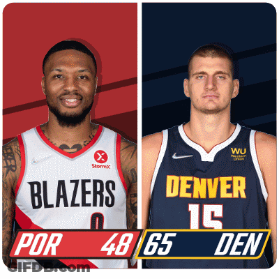 Blazers Vs Denver Basketball Players GIF