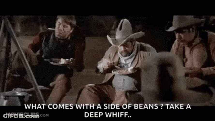 Blazing Saddles Cowboys Eating GIF