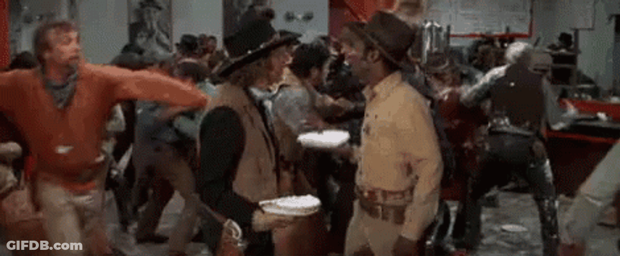 Blazing Saddles Party Pie Fight GIF