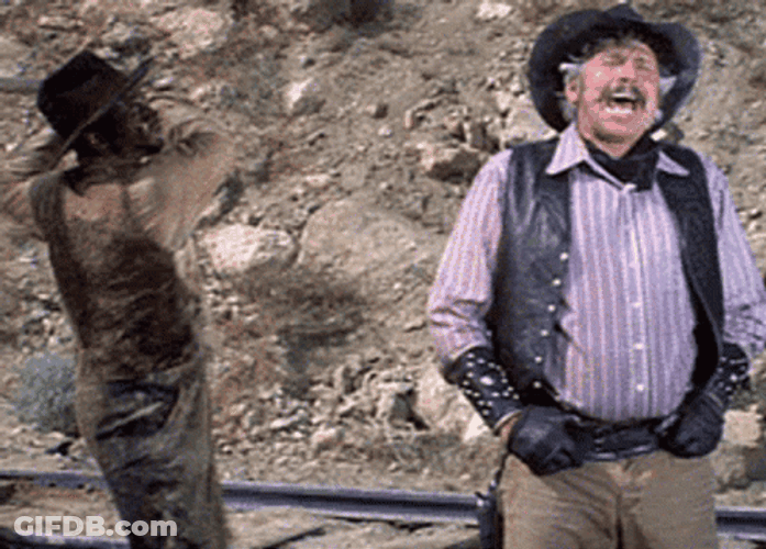 Blazing Saddles Slim Pickens Attacked GIF