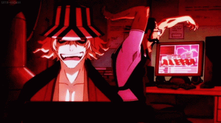 Bleach Kisuke Urahara Facing Computer GIF