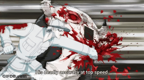 Bleeding Person Saying His Deadly Accuracy At Top Speed GIF