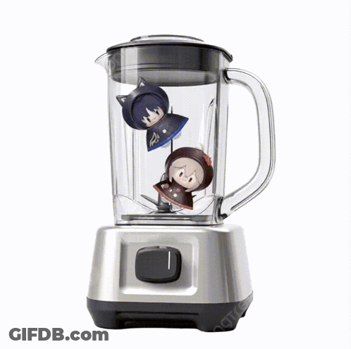 Blender With Cat And Girl Sticker GIF