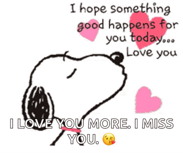 Blessed Day Snoppy Dog Pink Heart Kisses GIF