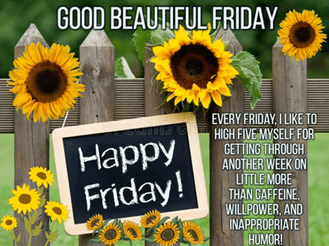 Blessed Friday Sunflowers On The Fence GIF