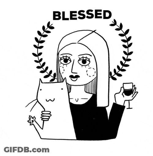 Blessed Lady With Cat Doodle GIF
