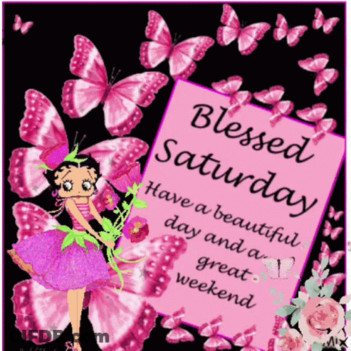 Blessed Saturday Betty Boop Butterflies GIF