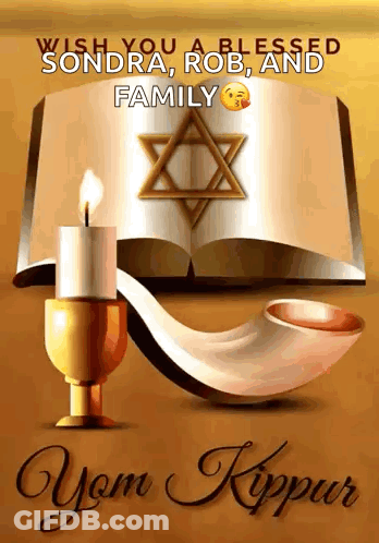 Blessed Sondra Rob And Family Card With Shofar And Candle GIF