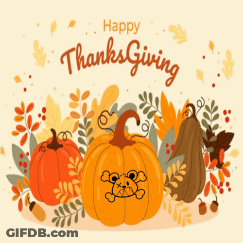 Blessed Thanksgiving Pumpkin And Bear GIF