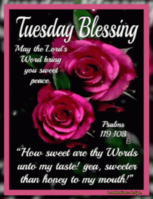 Blessed Tuesday Glittery Red Roses GIF