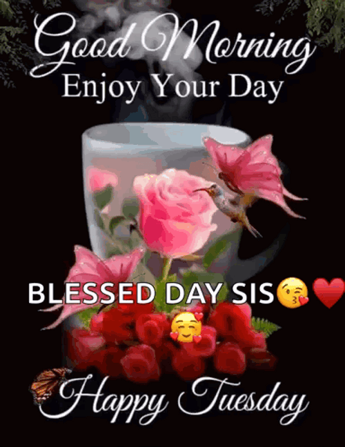 Blessed Tuesday Morning Tea Tiny Bird Flying GIF