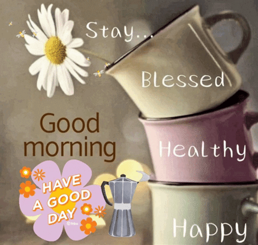 Blessed Tuesday Stacked Up Mugs GIF