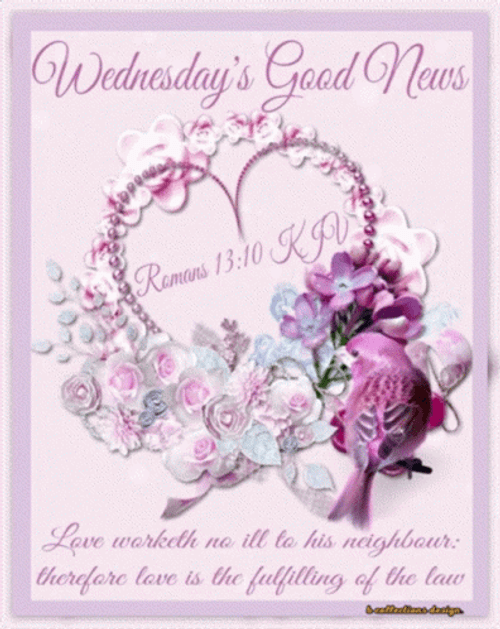Blessed Wednesday Heart With Flowers GIF