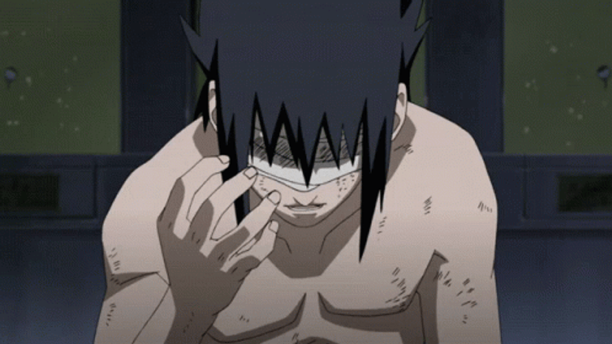 Blind Folded Topless Sasuke Sharingan GIF