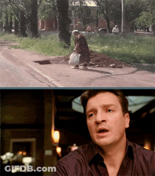 Blind Grandma Fall Hole Reaction GIF