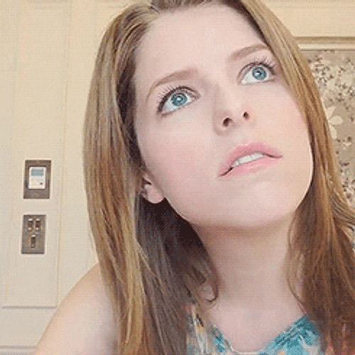Blinking Anna Kendrick Huff GIF