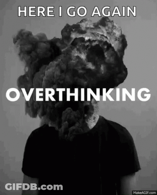 Blinking Exploded Head Here We Go Again Overthinking GIF