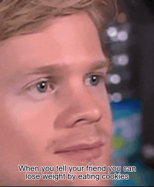 Blinking Guy Lose Weight By Cookies GIF