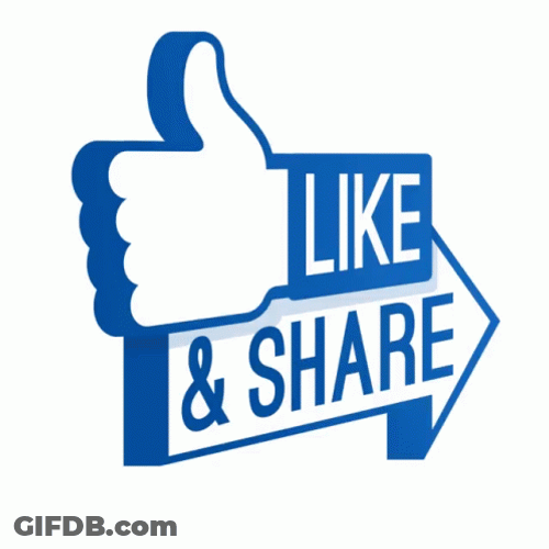 Blinking Like Button And Share Sign GIF