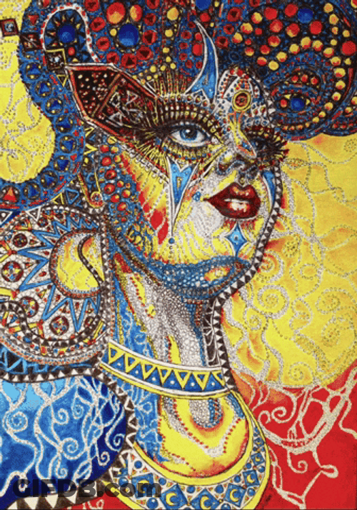 Blinking Mosaic Lady Fine Art GIF