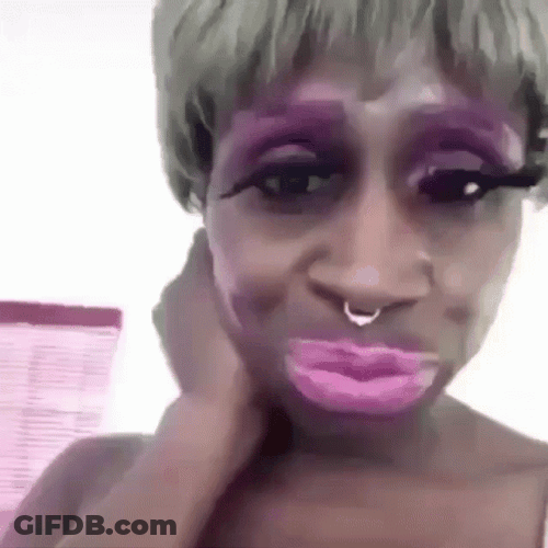 Blinking Woman Purple Lips GIF