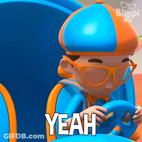 Blippi Cartoon Holding Steering Wheel GIF