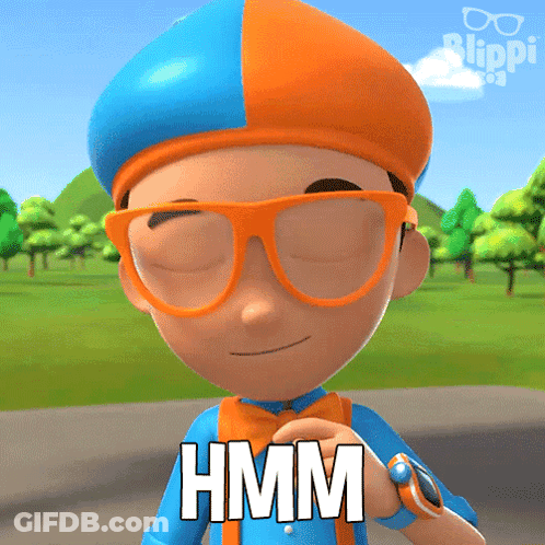 Blippi Character With Glasses And Blue Orange Hat GIF