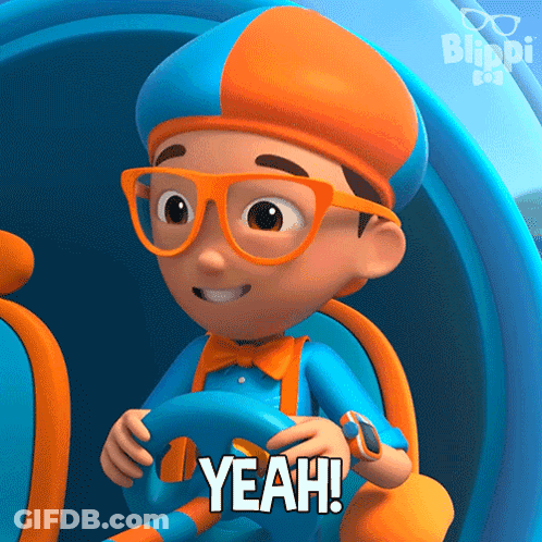 Blippi Driving Car Saying Yeah GIF