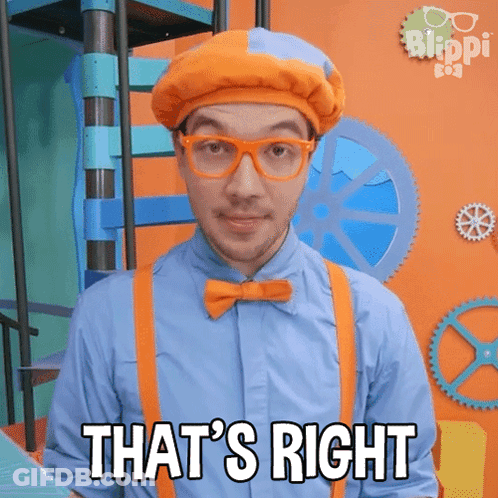 Blippi Saying That's Right In Front Of Playground GIF