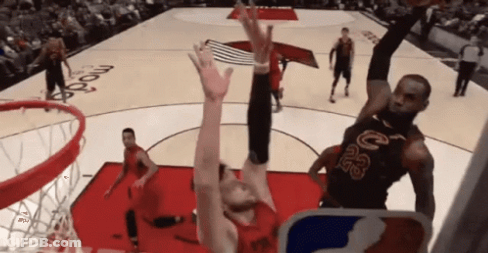 Blocking Lebron James Poster Dunk GIF