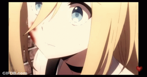 Blonde Anime Girl Close Up Brick Wall GIF