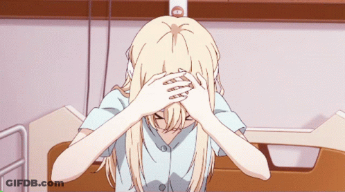 Blonde Anime Girl Covering Face GIF