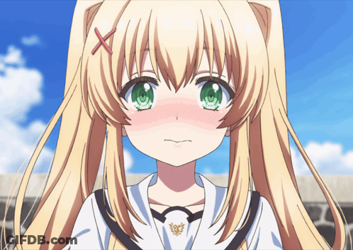 Blonde Anime Girl Green Eyes Red X GIF