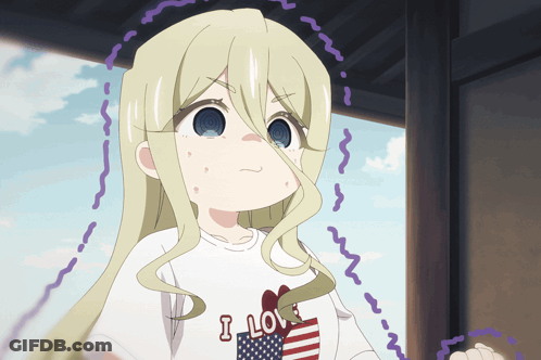 Blonde Anime Girl In White Shirt Saying I Love GIF