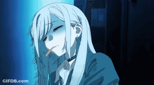 Blonde Anime Girl Me When Bro Sends Videos GIF