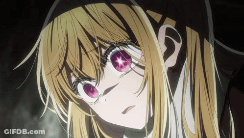 Blonde Anime Girl Red Eyes Star GIF