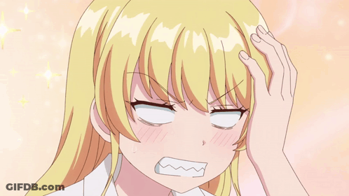Blonde Anime Girl With Blue Eyes Making Funny Face GIF