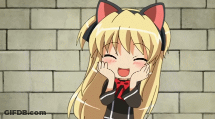 Blonde Anime Girl With Cat Ears And Red Bow GIF