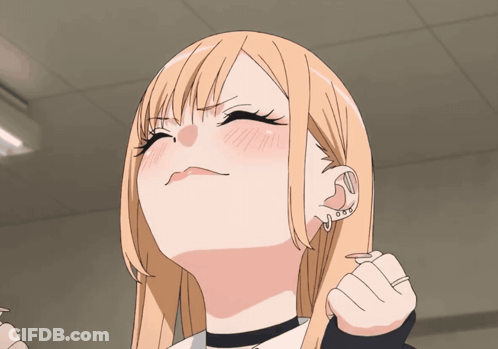 Blonde Anime Girl With Choker GIF