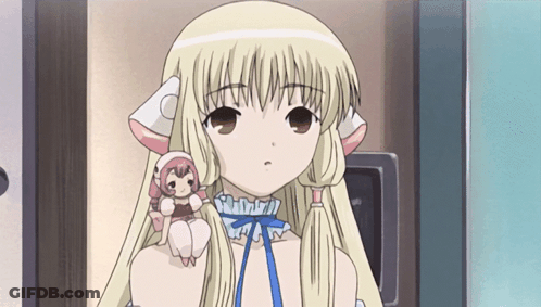 Blonde Anime Girl With Doll GIF