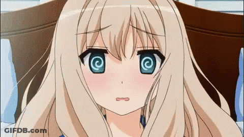 Blonde Anime Girl With Hypnotic Look Laying In Bed GIF
