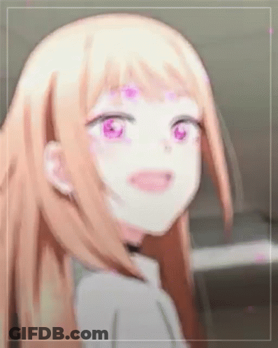 Blonde Anime Girl With Pink Eyes GIF