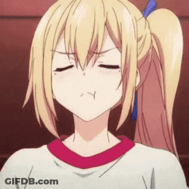 Blonde Anime Girl With Ponytail Making Angry Face GIF