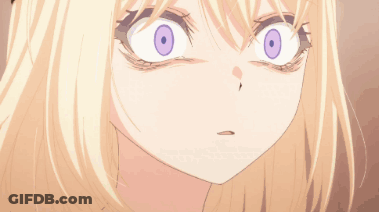 Blonde Anime Girl With Purple Eyes And Hat GIF