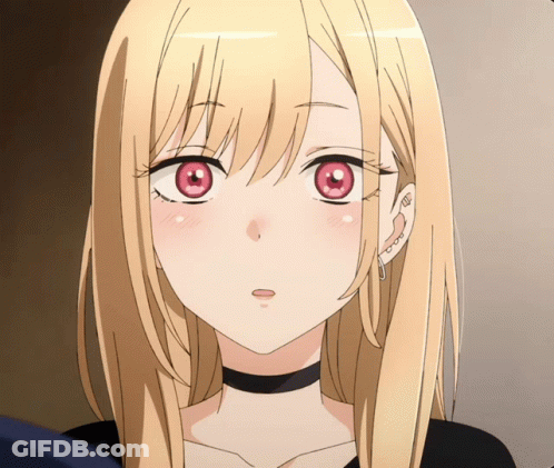 Blonde Anime Girl With Red Eyes And Black Choker GIF