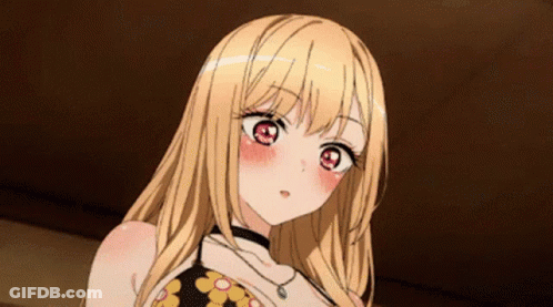 Blonde Anime Girl With Red Eyes And Necklace GIF