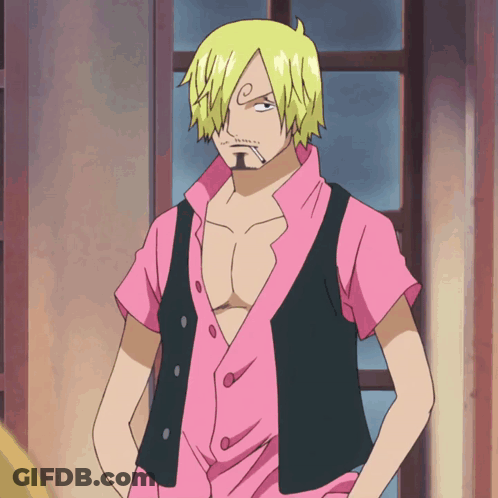 Blonde Bearded Cartoon In Pink Shirt And Black Vest GIF