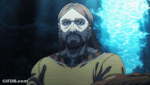 Blonde Bearded Man In Front Of Blue Light GIF