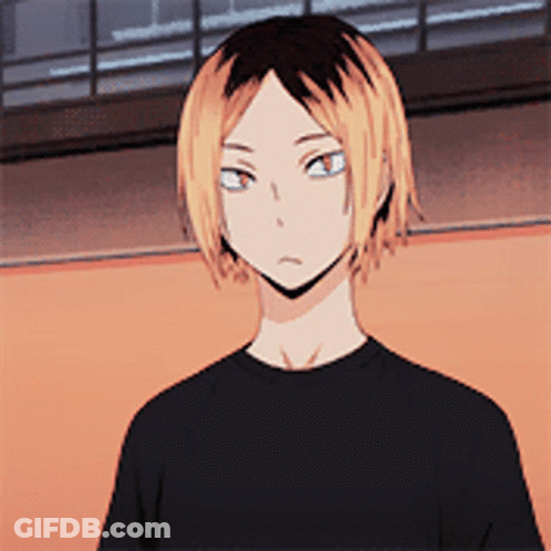 Blonde Boy Blue Eyes Black Shirt Looking At Camera GIF